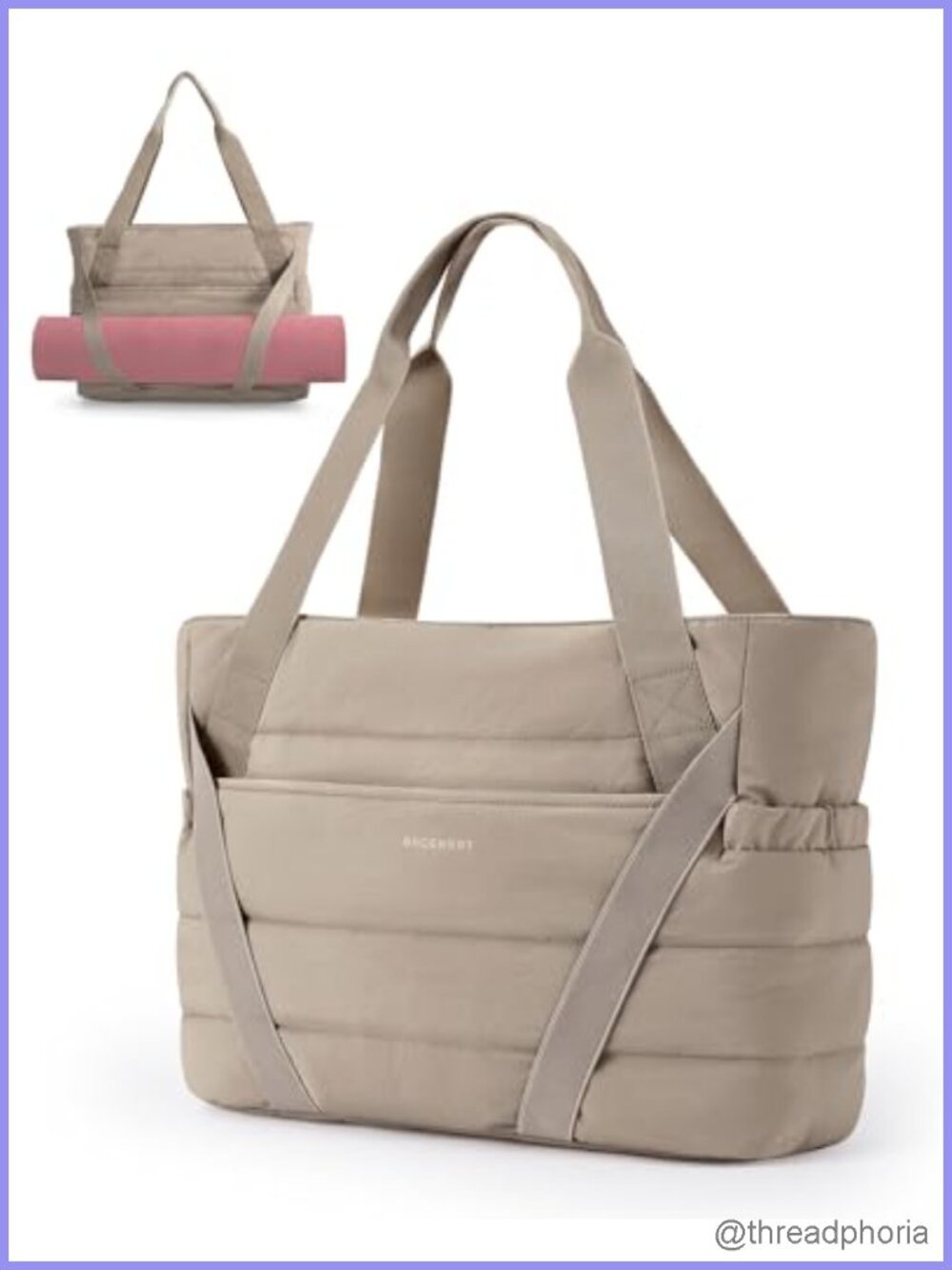 BAGSMART Women's Tote Bag with Yoga Mat Straps & Laptop Compartment